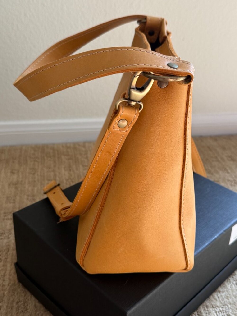 Portland Leather Goods Triangle Shoulder Bag Sunflower Yellow - Picture 5 of 11